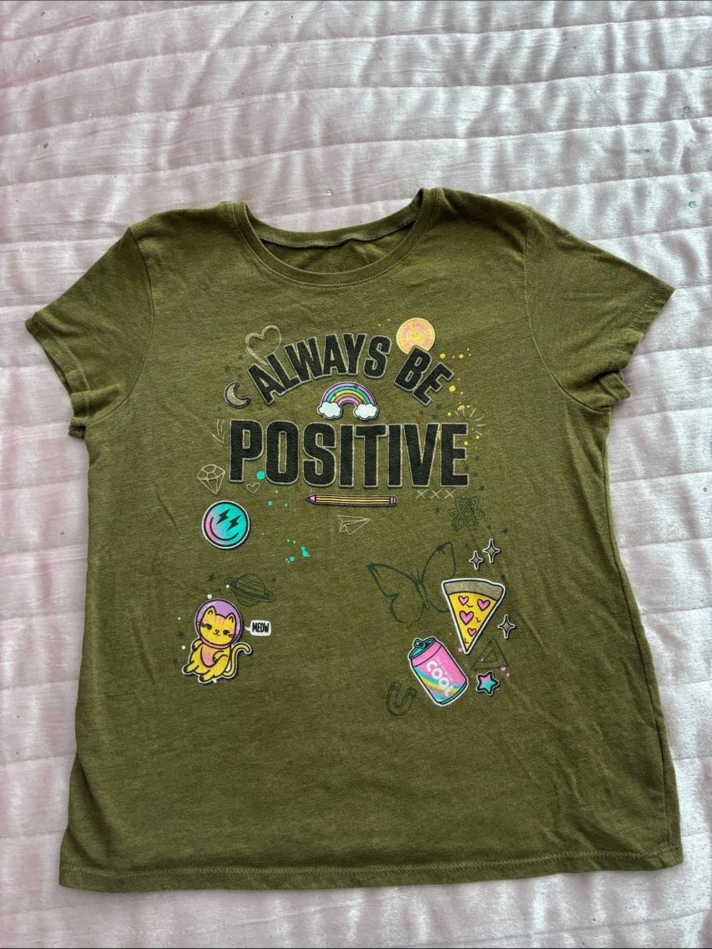 The Children's Place Olive Green "Always Be Positive" Graphic Tee